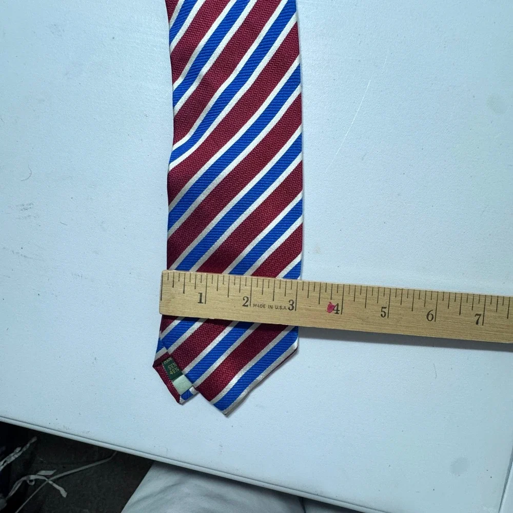 Bird Dog Bay Necktie Mens OS Red Blue Silk Wool Repp Stripe Preppy Classic